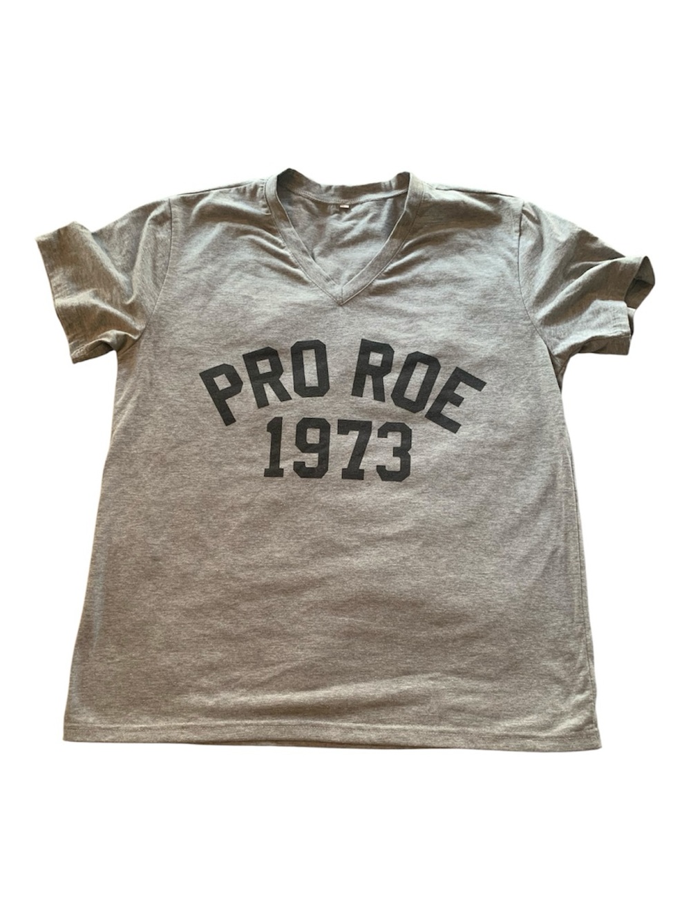 Pro-Roe 1973 Gray V-Neck Women’s T-Shirt , Size Large
